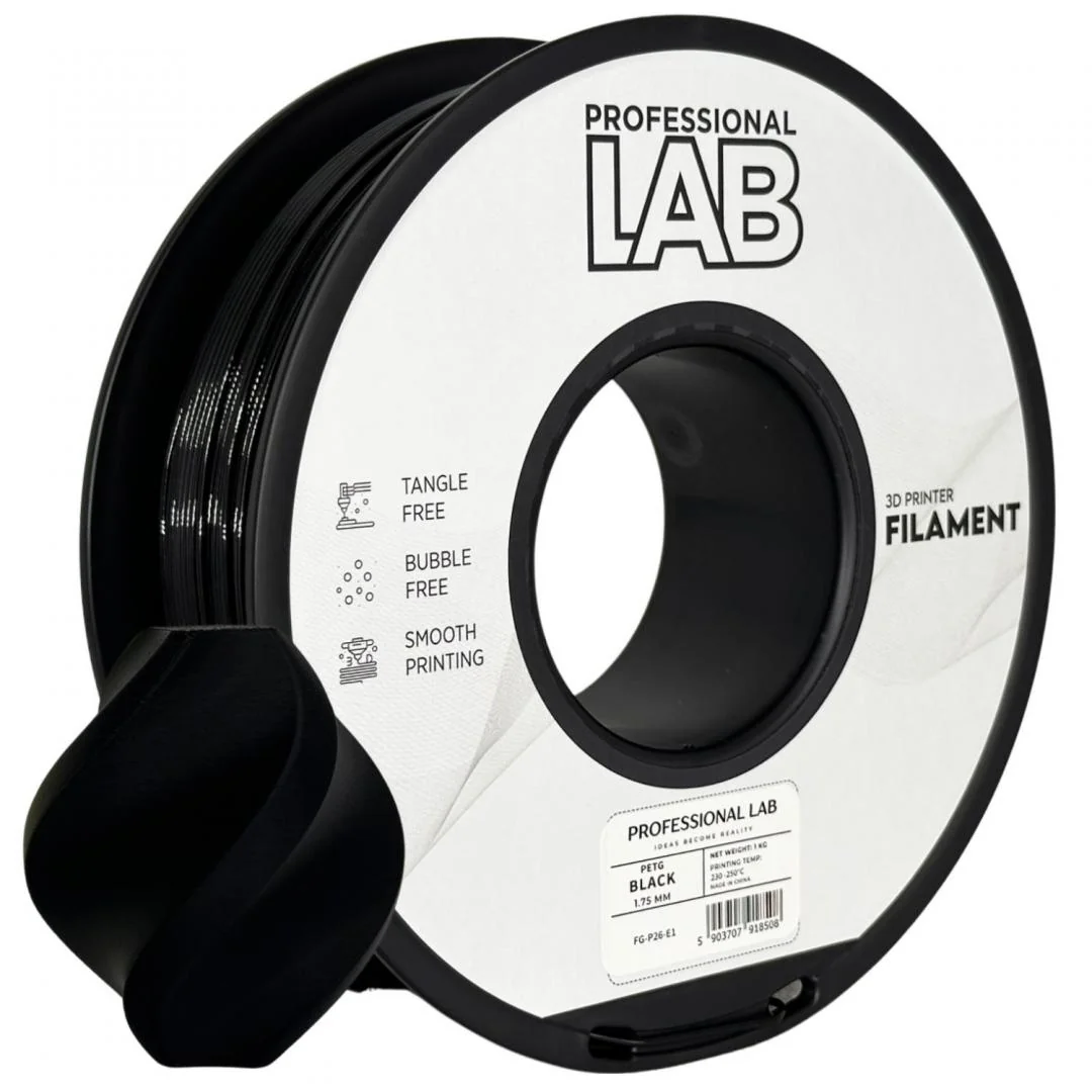 Filament 3D Proffesional Lab, Diamentru 1.75mm, Greutate: 1KG, Culoare: nEGRU, Material: PETG, Temperatura: 220-240c. Professional Lab