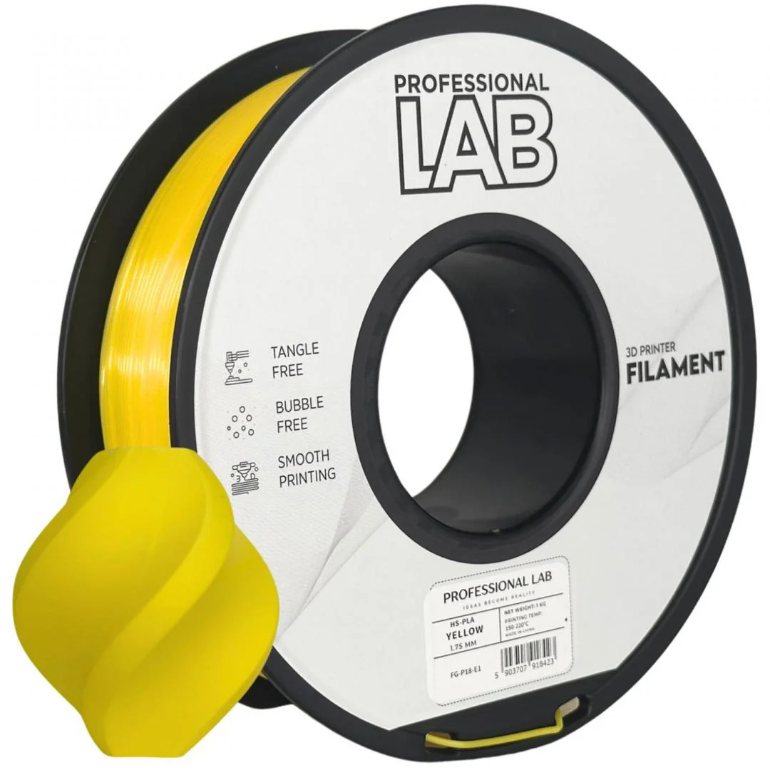 Filament 3D Proffesional Lab, Diamentru 1.75mm, Greutate: 1KG, Culoare: Galben, Material: PLA, Temperatura: 180-240c. Professional Lab