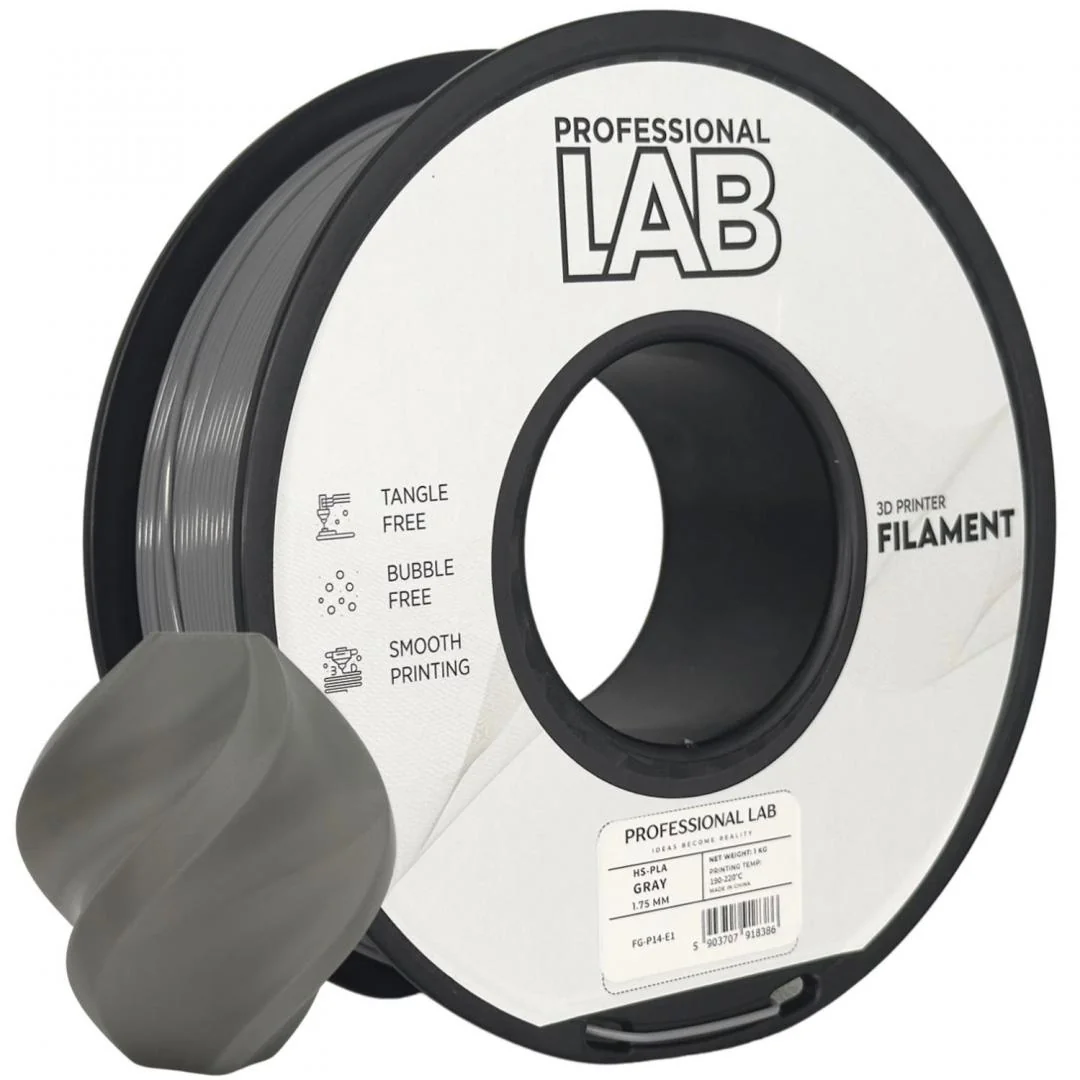 Filament 3D Proffesional Lab, Diamentru 1.75mm, Greutate: 1KG, Culoare: Gri, Material: PLA, Temperatura: 180-240c. Professional Lab