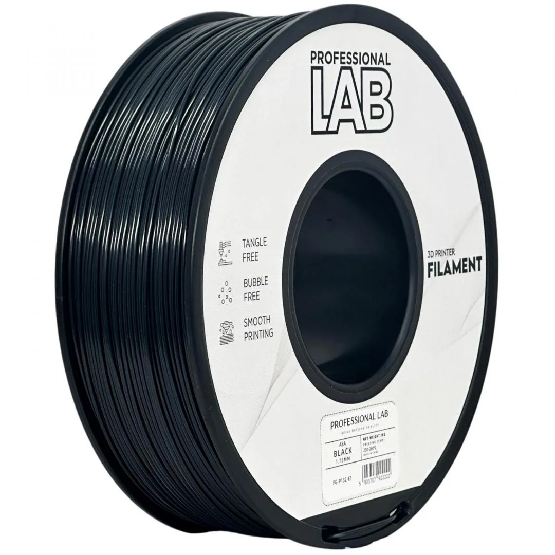 Filament 3D Proffesional Lab, Diamentru 1.75mm, Greutate: 1KG, Culoare: Negru, Material: ASA, Temperatura: 220-250c. Professional Lab