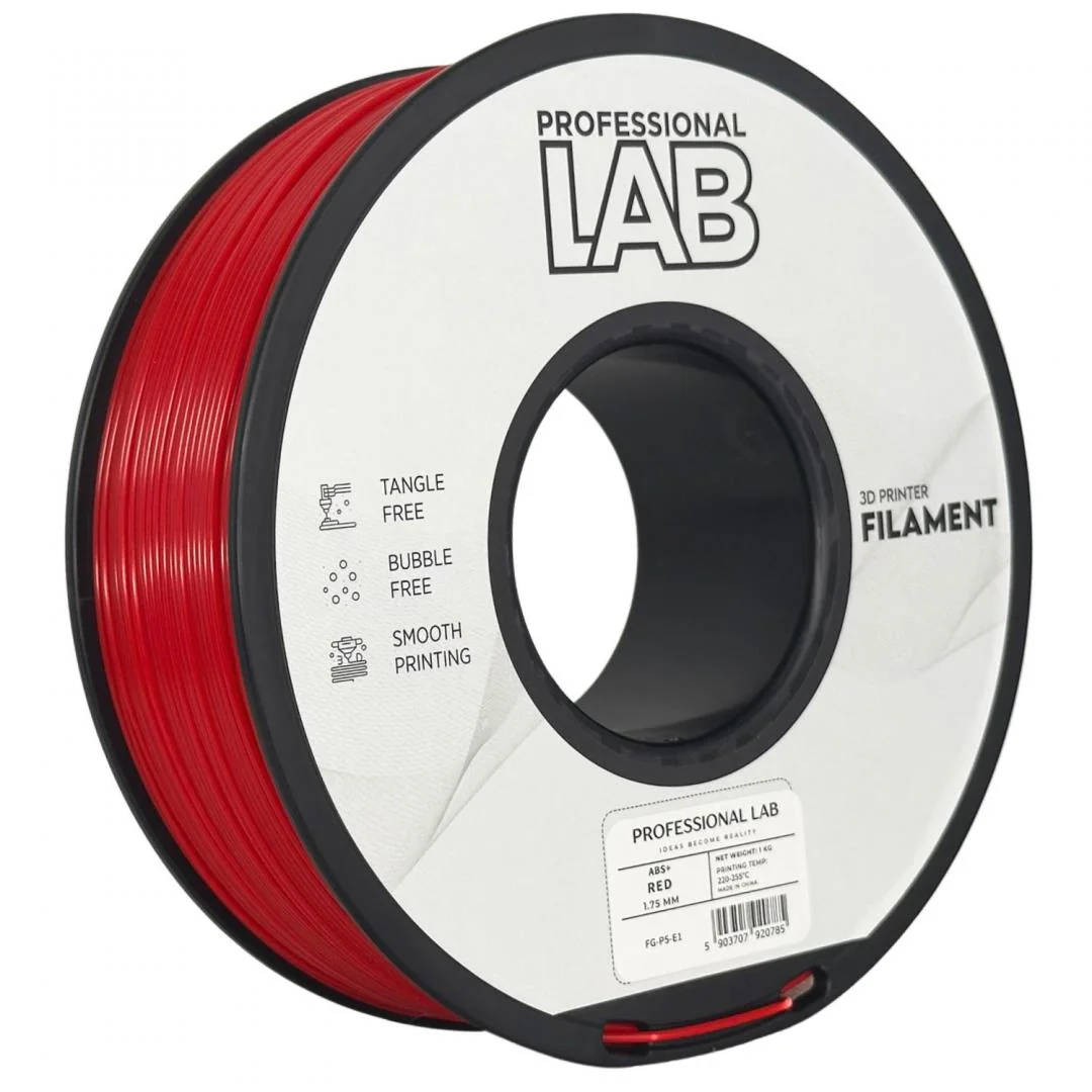Filament 3D Proffesional Lab, Diamentru 1.75mm, Greutate: 1KG, Culoare: Rosu, Material: ABS+, Temperatura: 220-250c. Professional Lab