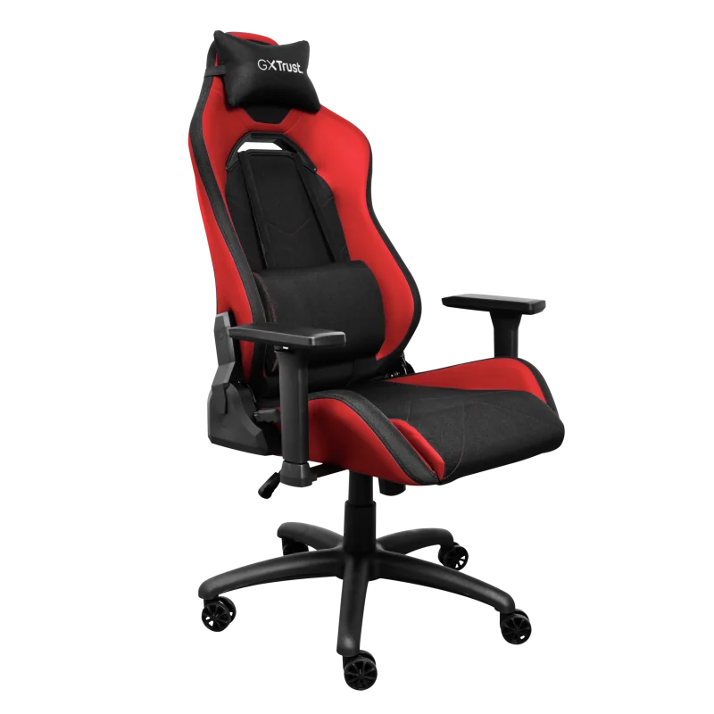 Scaun gaming Trust GXT 714B Ruya Comfortable, roti, ridicare pe gaz clasa 4, adjustabil pe inaltime, material plastic + PU leather, greutate maxima suportata 150 kg, negru/rosu Trust
