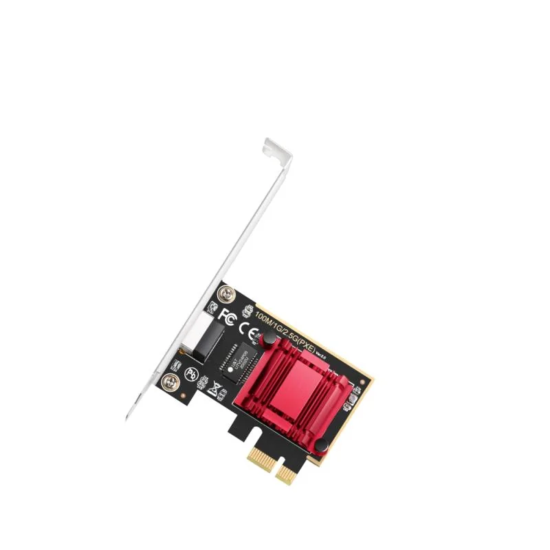 2.5Gbps PCI Express Adapter, Realtek Chipset, 2.5G/1000M/100M/10M Auto Adaptive, IEEE802.3ad, IEEE802.3az, IEEE802.1Q, IEEE802.1p, IEEE 802.3x Flow Control, IEEE802.3z, IEEE802.2,Jumbo Frame, Compatiable with Windows, Windows Server 2003, 2008, Cudy