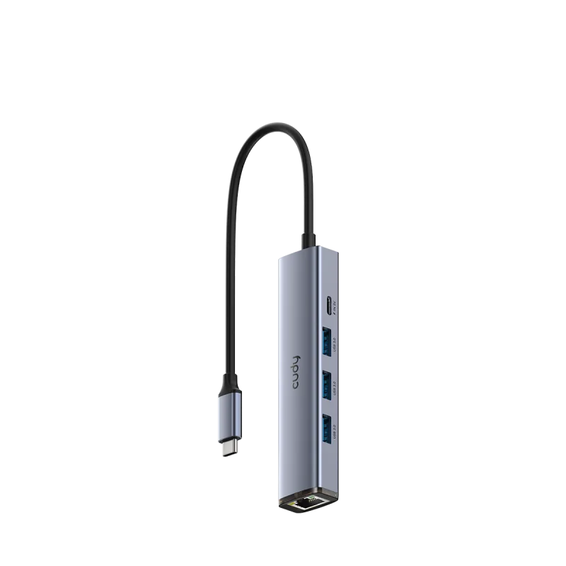 Hub USB CUDY UH605, USB-C, 5 porturi, RJ-45, Argintiu Cudy