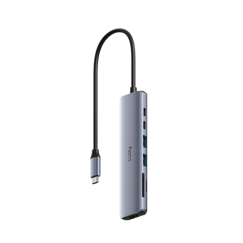 Hub USB CUDY UH407, USB-C, 4 porturi, HDMI, Argintiu Cudy