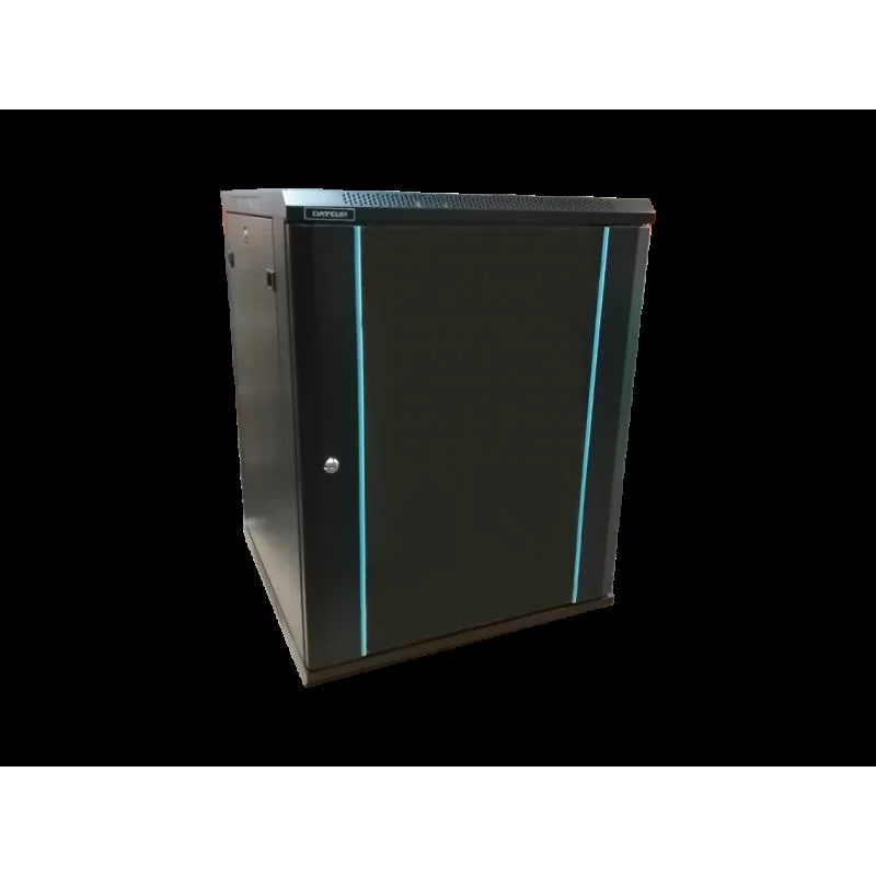 Rack 12U 600x450, dezasamblat, montare pe perete, usa din sticla, panouri laterale detasabile si securizate , culoare negru RAL 9004, DATEUP Dateup