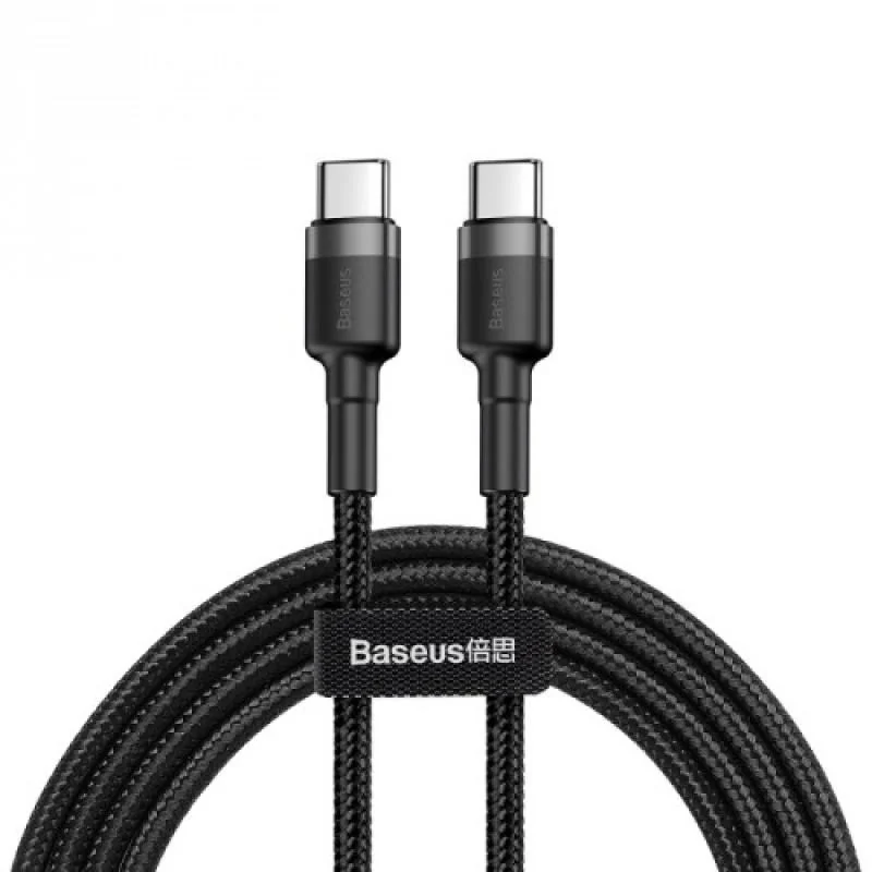 Cablu alimentare si date Baseus Cafule, Fast Charging Data Cable pt. smartphone, USB Type-C la USB Type-C 3A / 60W, 1m, gri + negru