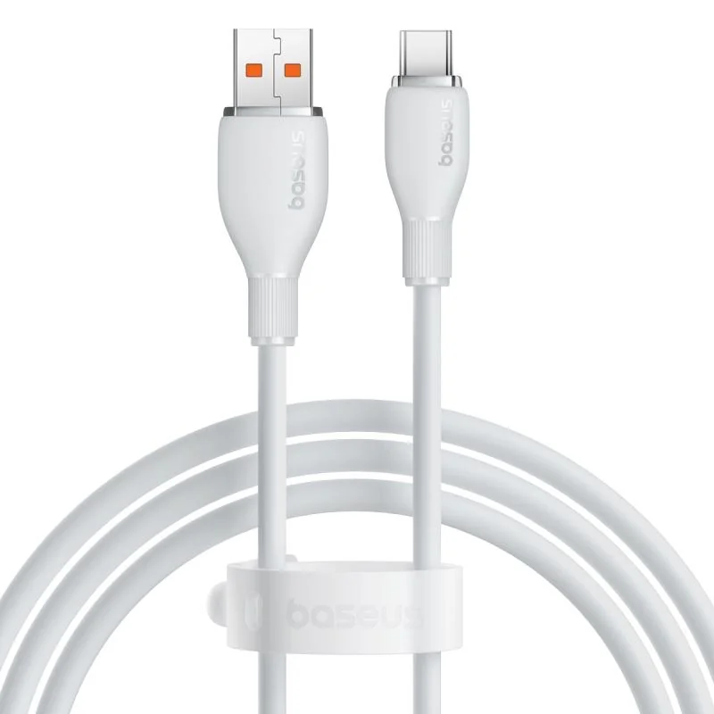 Cablu alimentare si date Baseus Pudding, Fast Charging, USB la USB Type- C 100W, lungime 1.2m, alb