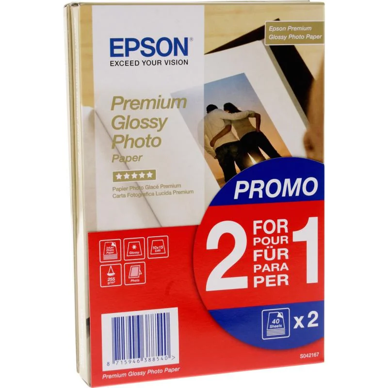 Hartie foto Epson S042167, dimensiune 10x15cm, 80 coli, tip premium glossy, greutate 255g/m2 Epson