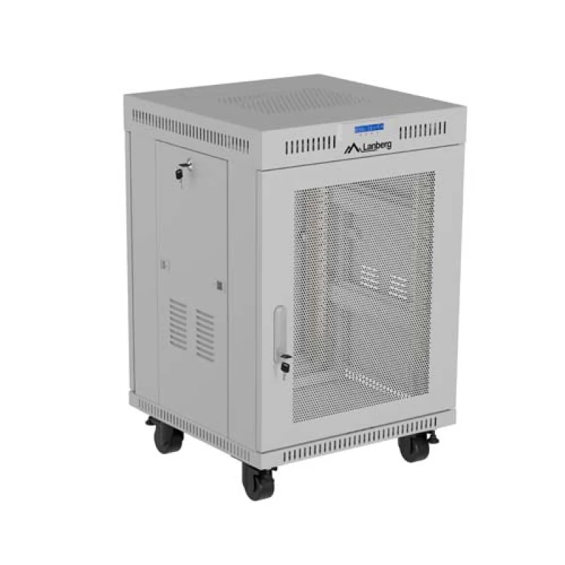Dulap rack 19" perete 15U/600X800 (FLAT PACK) WITH MESH DOOR LCD, self- assembly, greutate maxima suportata 1200 kg, RAL color RAL7035, gri Lanberg