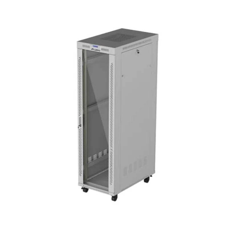 Dulap rack 19" perete 42U/600X1000 (FLAT PACK) WITH GLASS DOOR LCD, self-assembly, greutate maxima suportata 1200 kg, RAL color RAL7035, gri Lanberg