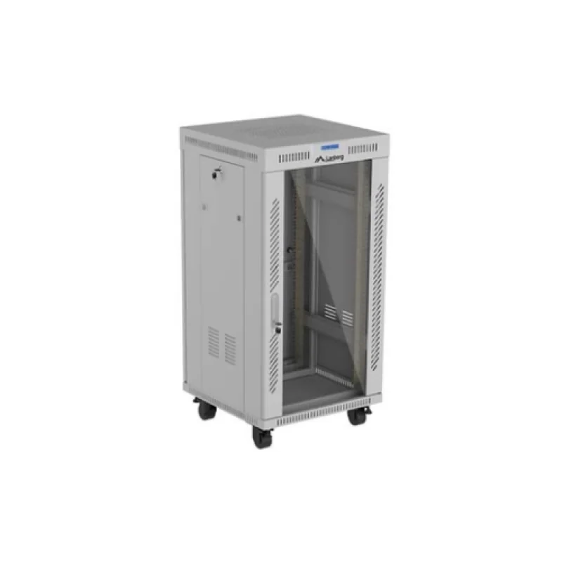 Dulap rack 19" perete 22U/600X600 (FLAT PACK) WITH GLASS DOOR LCD, self-assembly, greutate maxima suportata 1200 kg, RAL color RAL7035, gri Lanberg