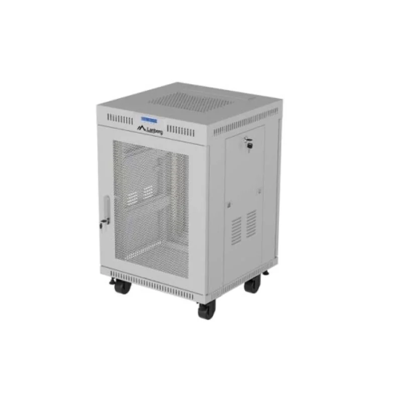 Dulap rack 19" perete 15U/600X600 (FLAT PACK) WITH MESH DOOR LCD, self- assembly, greutate maxima suportata 1200 kg, RAL color RAL7035, gri Lanberg