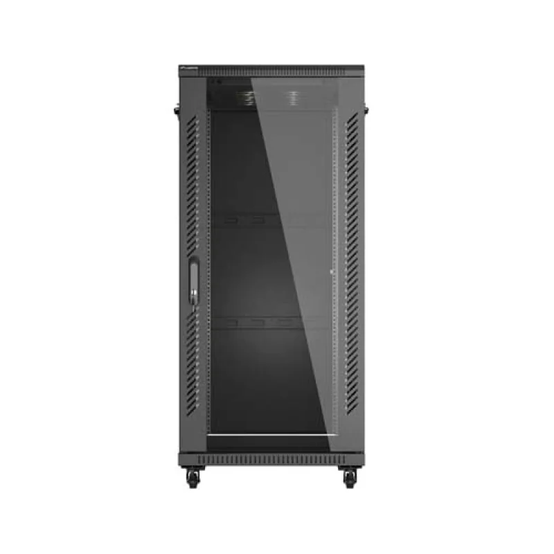 Dulap rack 19" perete 27U/600X1000 (FLAT PACK) WITH GLASS DOOR, self- assembly, greutate maxima suportata 800 kg, RAL color RAL9004 Lanberg