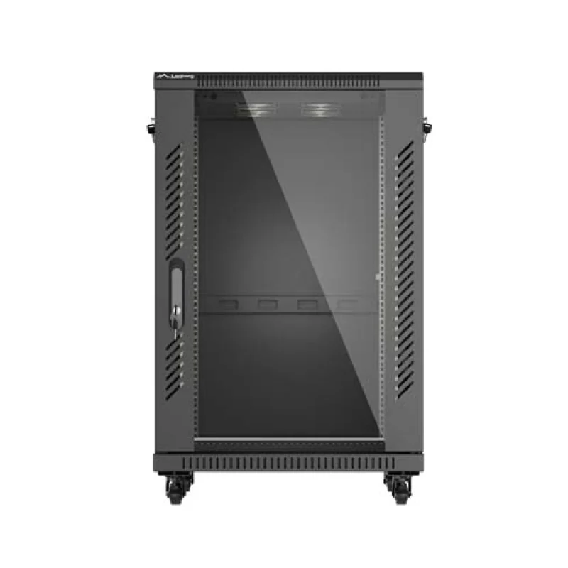 Dulap rack 19" perete 18U/600X600 FLAT, Self-assembly, greutate maxima suportata 800 kg, RAL color RAL9004, negru Lanberg