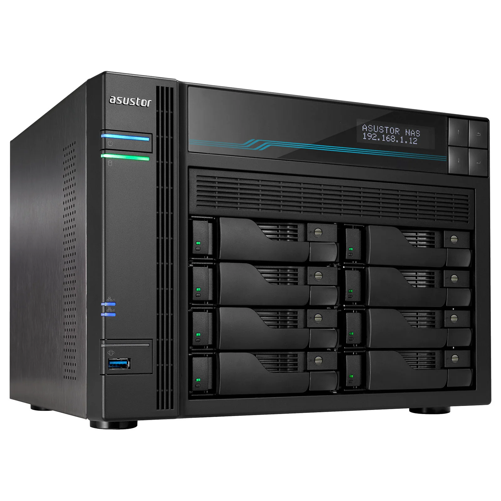 AS6508T 8 Bay NAS Intel ATOM C3538 8GB DDR4 10GbE x2 2.5GbE x2 USB 3.2 Gen-1 x2 M.2 SSD 2280/2260/2242 SATA/PCIe SSD x2 Asustor