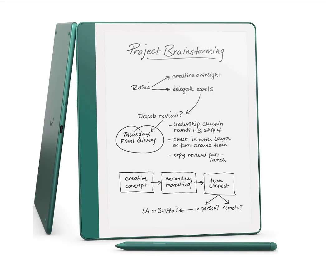 Kindle Scribe 10.2" 64GB Tablet Green with Premium Pen Metallic Green Amazon