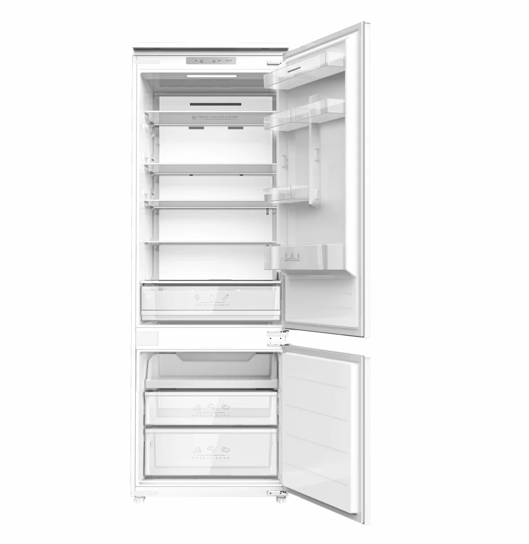 Combina frigorifica HEINNER HCNF-BIM403INVD, No Frost, 403 l, Clasa D, Incorporabila, Compresor inverter, Alb