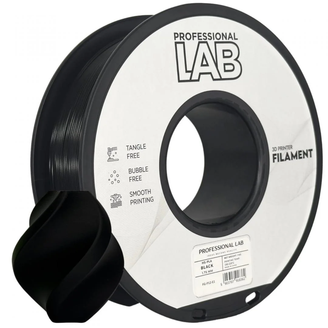Filament 3D Proffesional Lab, Diamentru 1.75mm, Greutate: 1KG, Culoare: Negru, Material: PLA, Temperatura: 180-240c. Professional Lab