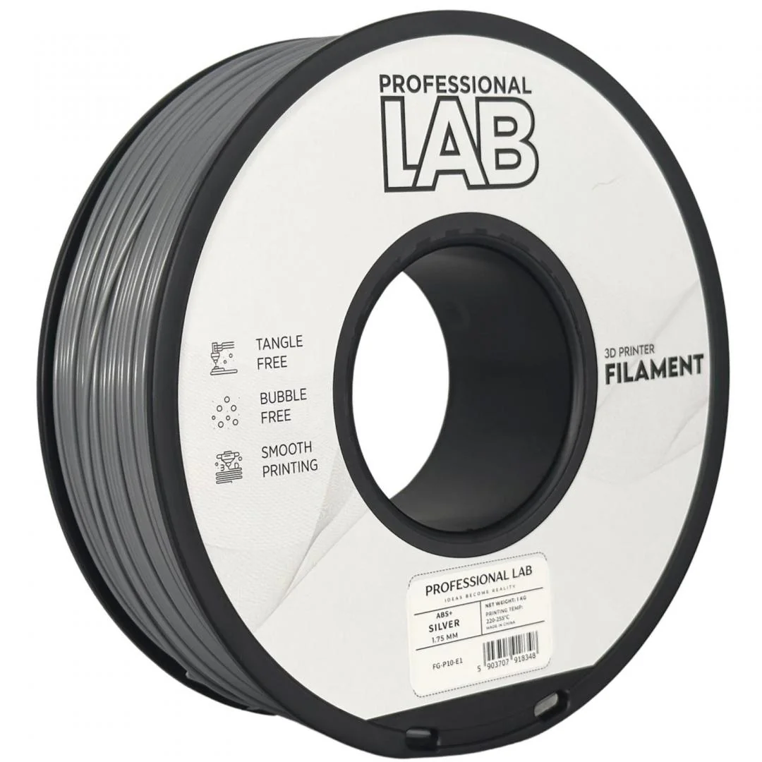 Filament 3D Proffesional Lab, Diamentru 1.75mm, Greutate: 1KG, Culoare: Silver, Material: ABS+, Temperatura: 220-250c. Professional Lab