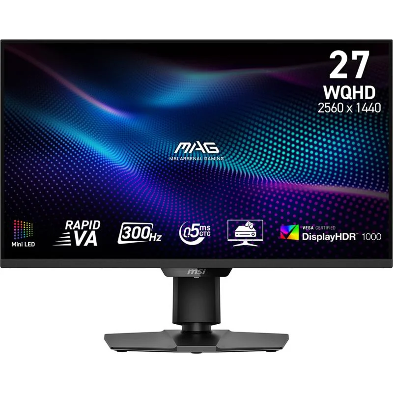 MAG 274QPF X30MV. Display diagonal: 68.6 cm (27"), Display resolution: 2560 x 1440 pixels, HD type: Wide Quad HD, Display technology: LCD, Response time: 0.5 ms, Native aspect ratio: 16:9, Viewing angle, horizontal: 178°, Viewing angle, vertical: MSI