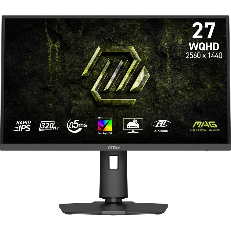 Monitor MSI 27" MAG 274QPF X32, Diagonal (inch): 27, Diagonal (cm): 68, Aspect ratio: 16:9, Panel: Fast IPS, Resolution: 2560x1440, Refresh Rate: 320Hz, Response time GtG: 0.5ms, Brightness (max): 400 cd/m², Contrast (static) : 1000:1, Contrast MSI