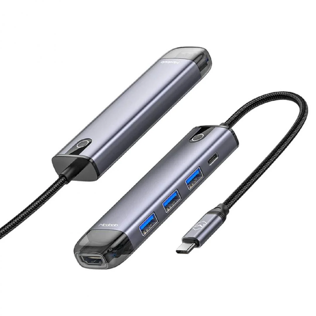Multihub 5 in 1 Type-C Grey (USB 3.0 x 3 + HDMI + PD) Mcdodo
