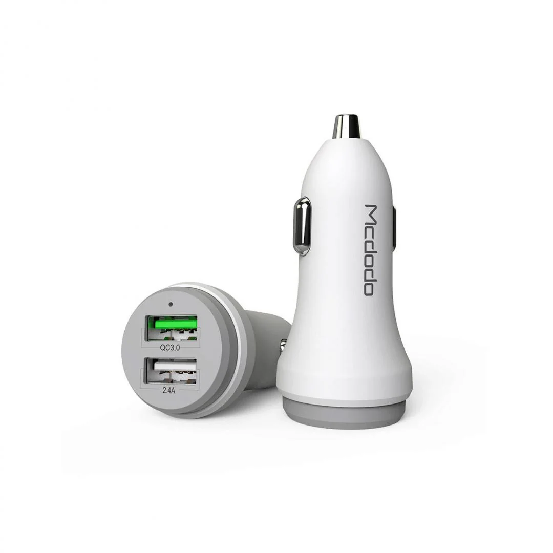 Incarcator Auto Qualcomm 3.0 5.4A Dual USB White (1xUSB QC3.0 si 1xUSB 2.0) Mcdodo