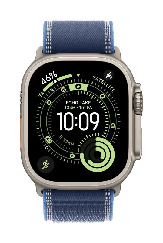 Curea pentru Apple Watch 49mm Blue/Bright Blue Trail Loop - M/L - Natural TitaniumFinish Apple