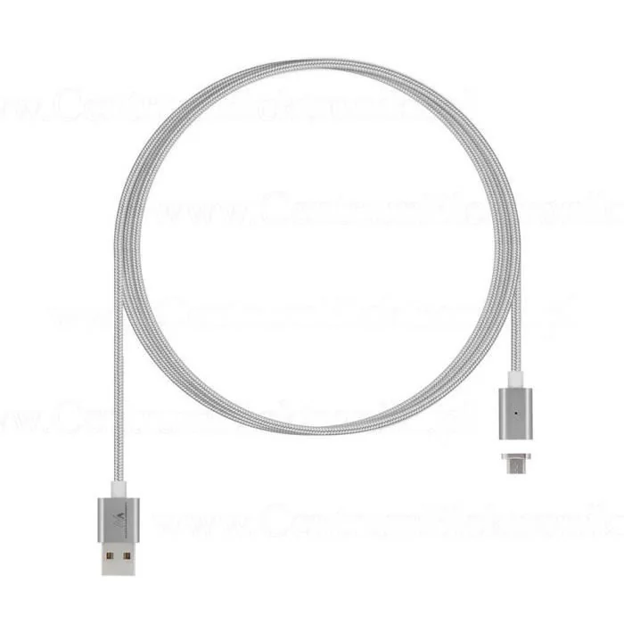 Cablu de date de mare viteza cu capete atasate magnetic, Maclean 1m, USB-A, Android, argintiu, MCE160