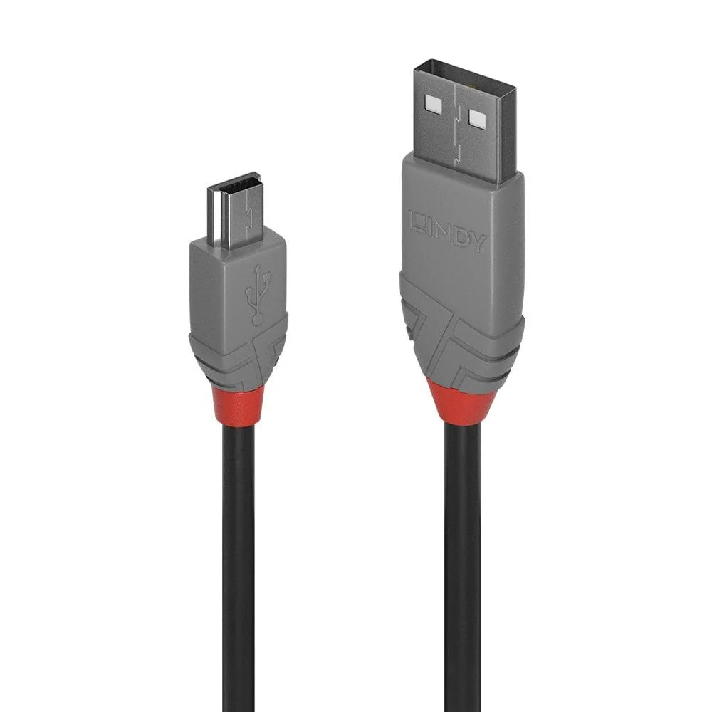 Cablu transfer date Lindy LY-36723, USB 2.0 Type A to Mini-B, 2 m, Anthra Line Lindy