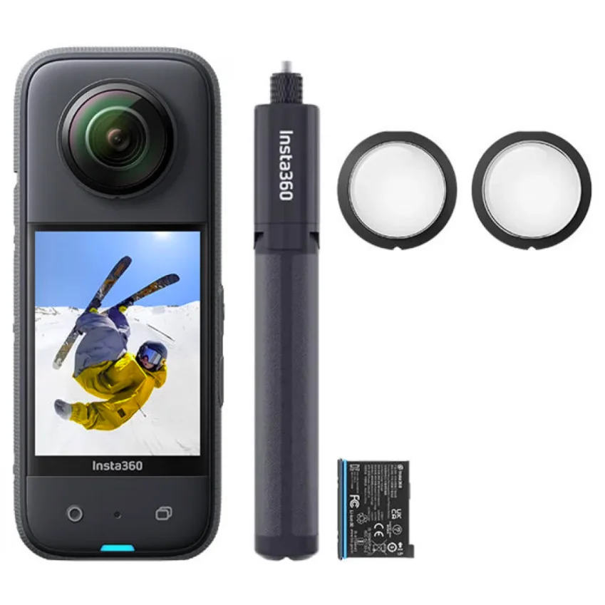 Set camera de actiune, Insta360. X3 All-Purpose Kit, Pentru camera X3, 2 protectoare lentile, Baterie de rezerva, Trepied, Selfie stick, Negru Insta360