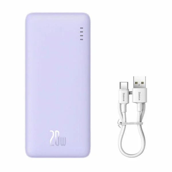 Baterie externa Baseus Airpow, 10000mAh, 20W, 1 x USB; 1 x USB Type-C ,total 3A, violet Baseus