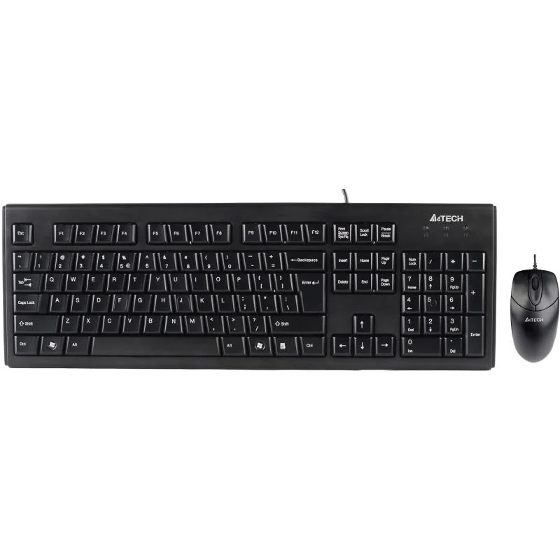 Kit Wired tastatura si mouse A4TECH KRS-8372, taste numerice, Negru A4Tech