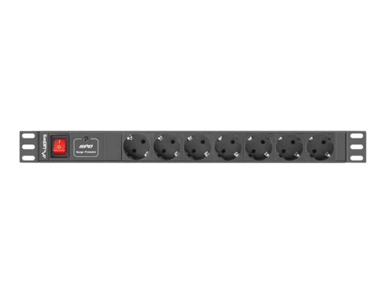 Unitate distributie alimentare PDU 19", 1U, 10A, 7 prize , negru, C14 Lanberg
