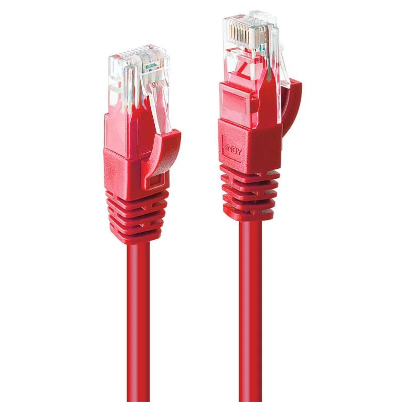 Cablu de retea Lindy 2m Cat.6 U/UTP, conector A: RJ45 Male conector B: RJ45 Male, latime de banda suportata 250MHz, rosu Lindy