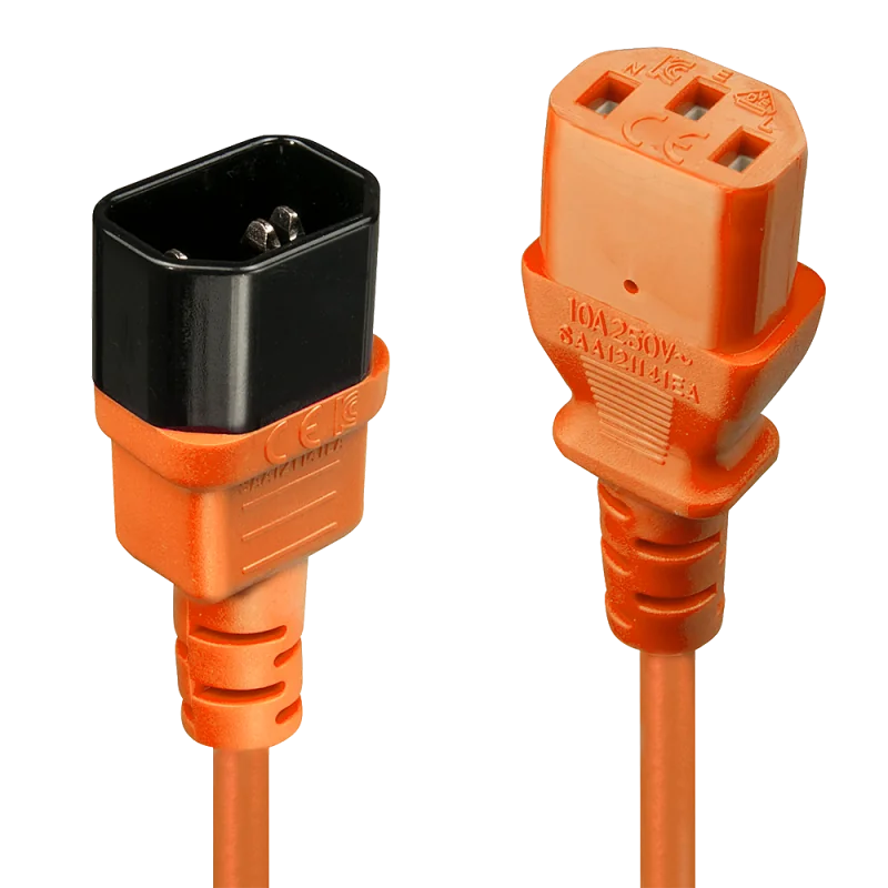 Cablu Lindy C14 to C13, lungime 0.5m, material cablu H05-VVF 3G 0.75mm, 3 fire, Connector A: IEC C14, Connector B: IEC C13, portocaliu Lindy