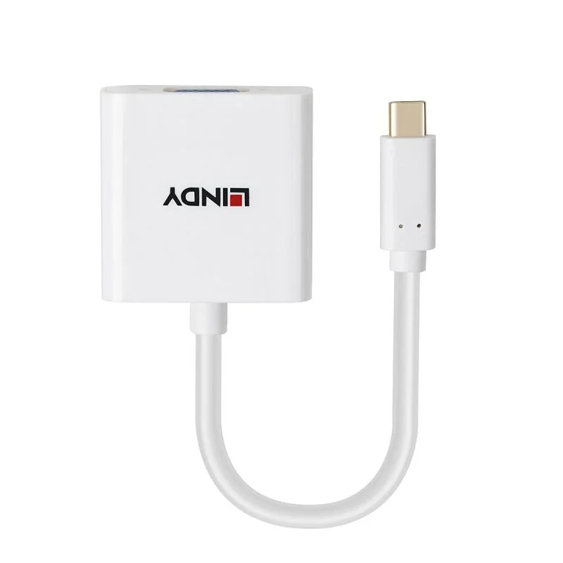USB-C - VGA Converter, Maximum Input Resolution: 1920x1200@60Hz, Chipset: LT8711V, inputs: 1 x USB Type C (Male), Outputs: 1 x VGA (Female), alb Lindy