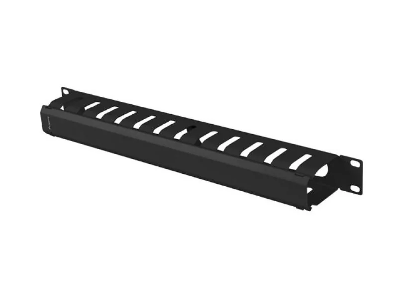 Metal cable management Lanberg 19" 1 U, RAL color RAL9004 negru Lanberg