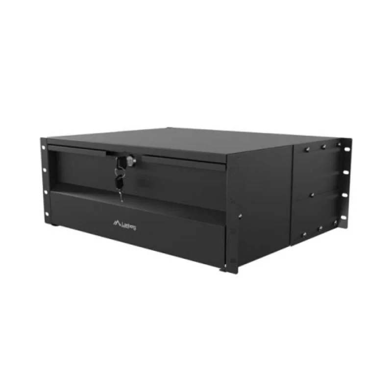 Drawer Lanberg 19", RAL color RAL9004, maximum load 90 kg, Range of adjustment 360 - 610 mm, negru Lanberg