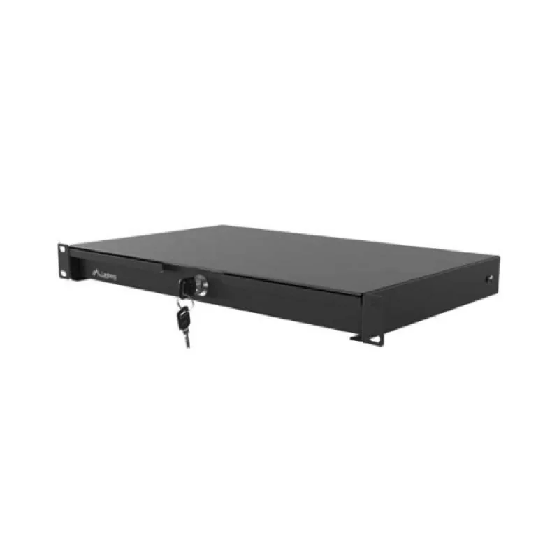 Drawer Lanberg 19", RAL color RAL9004, maximum load 30 kg, Range of adjustment 270 - 520 mm Lanberg