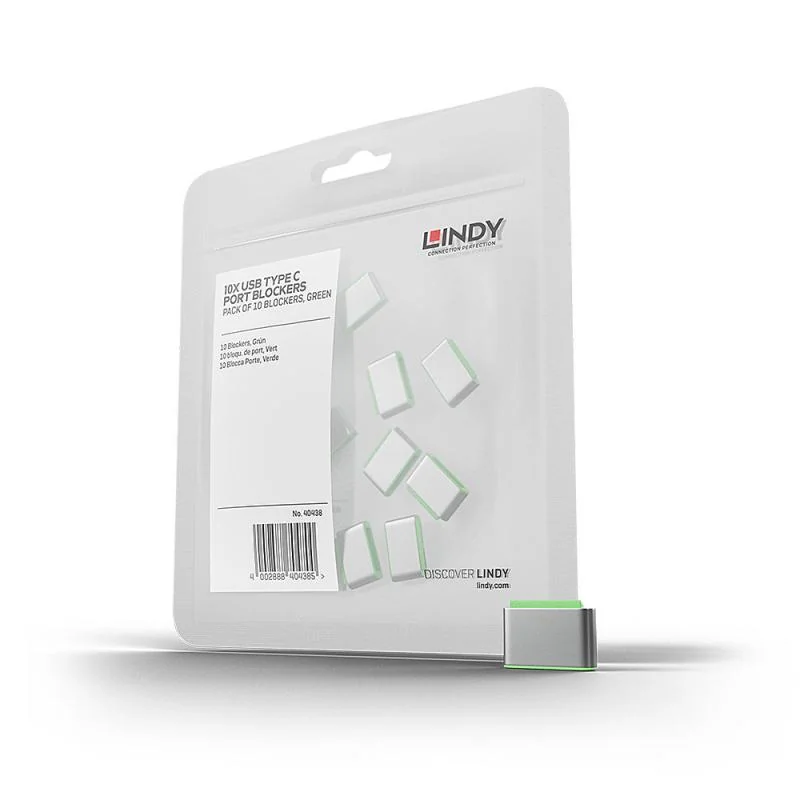 USB C Port Blockers, 10 bucati, material ABS, Green Lindy