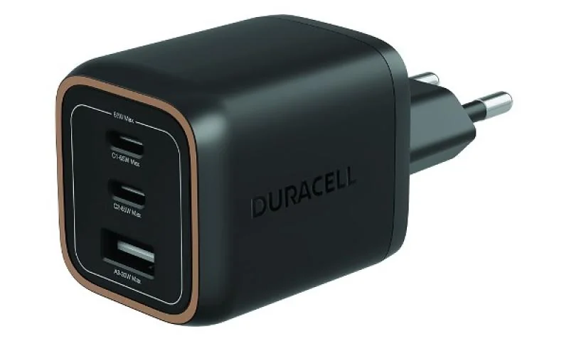 Incarcator Duracell, putere 65W, conectivitate GaN 2 x USB-C Duracell