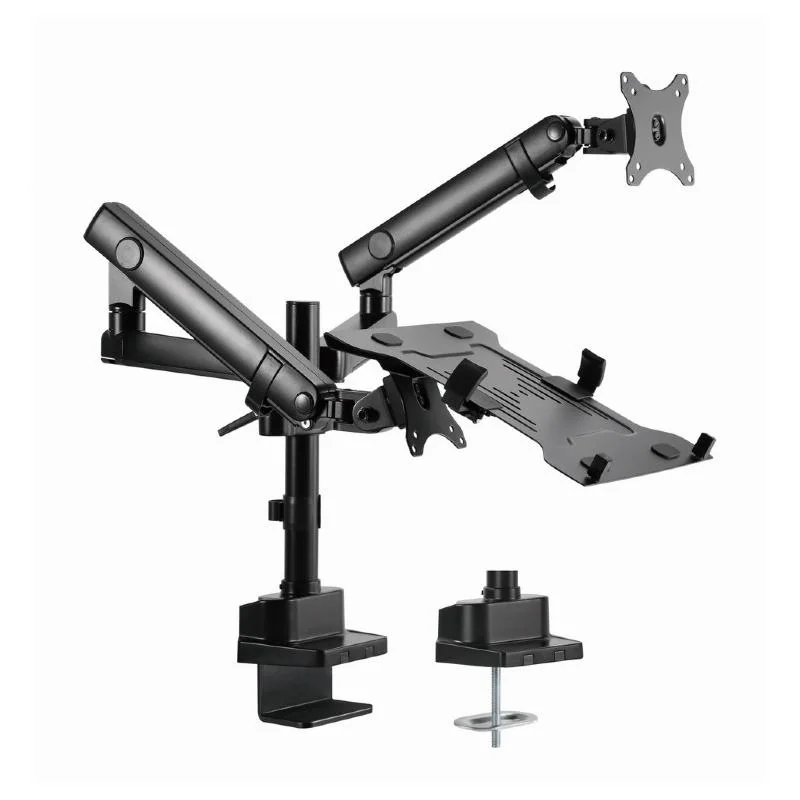 Desk mounted adjustable monitor arm with notebook tray - full-motion Gembird