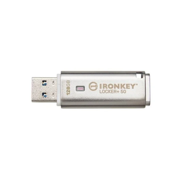 Memorie USB Kingston IronKey Locker+ 50 128GB, USB Type-A, Argintiu Kingston