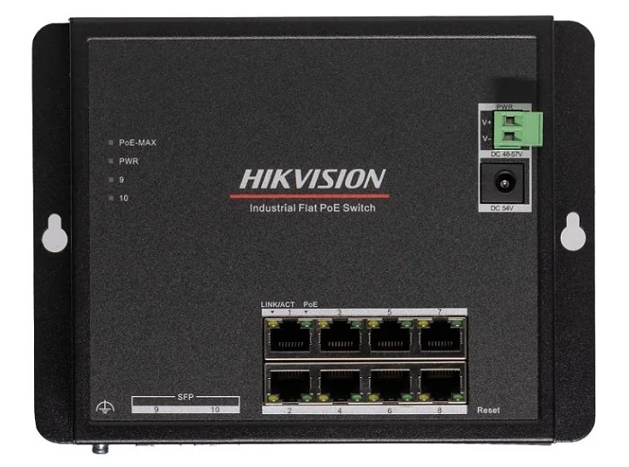 SWITCH INDUSTRIAL CU 10 PORTURI G (8 POE, 2 SFP) Hikvision