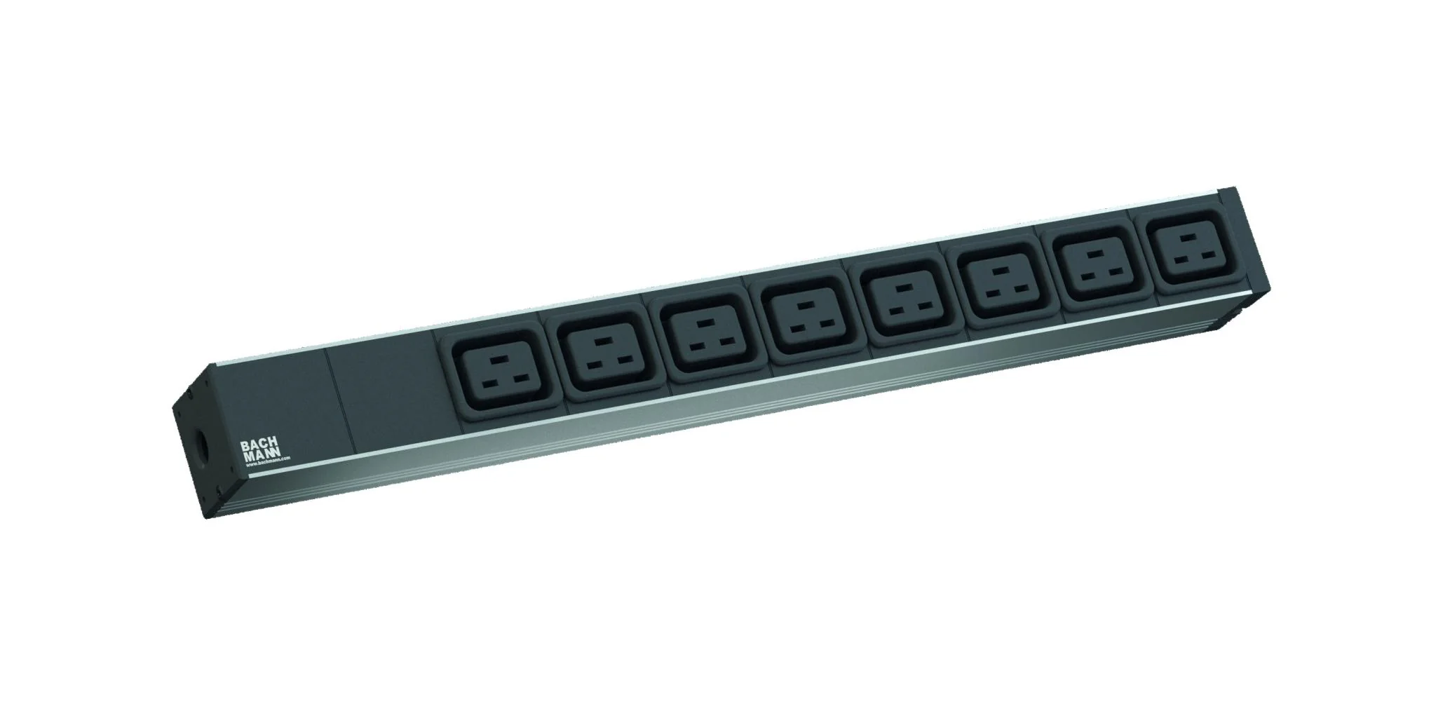 prelungitor 19" 1HE 8xC19 cordon 2,0 m C20 ,0m C20; IT PDU Basic 1U (230V/ 50Hz); Plug: C20; 8x C19 socket outlets, black; Inside wiring with euro terminal; Power supply: 2,0m H05VV-F 3G 1,50 mm²; Rated voltage: 230V; Incl. 2x mounting metal Bachmann