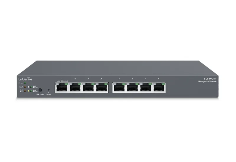 EnGenius Managed / stand-alone Desktop 8-port 55W GbE  Switch (PoE) 8-port GbE PoE.af 55W L2+ DT Cloud Management Switch