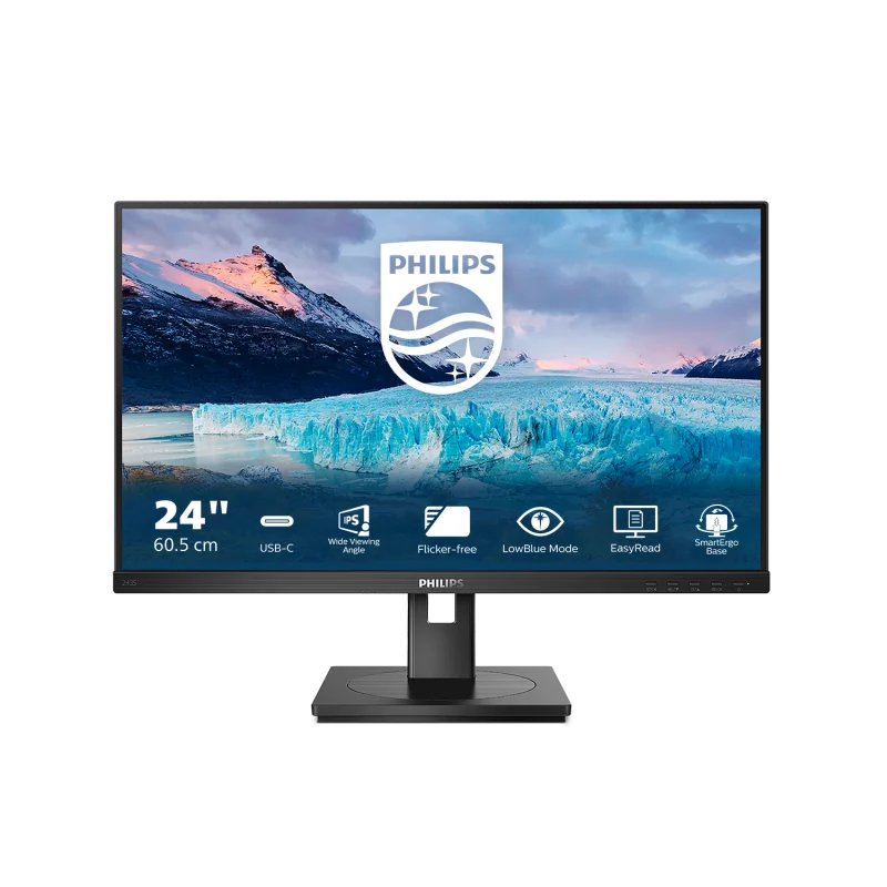 Monitor Philips 23.8", IPS, FHD 1920x1080, 100Hz, 4ms FlickerFree, Boxe 2Wx2, HA Pivot, HDMI, DisplayPor,t DaisyChain, USB hub, USB-C, RJ45, 243S1/00