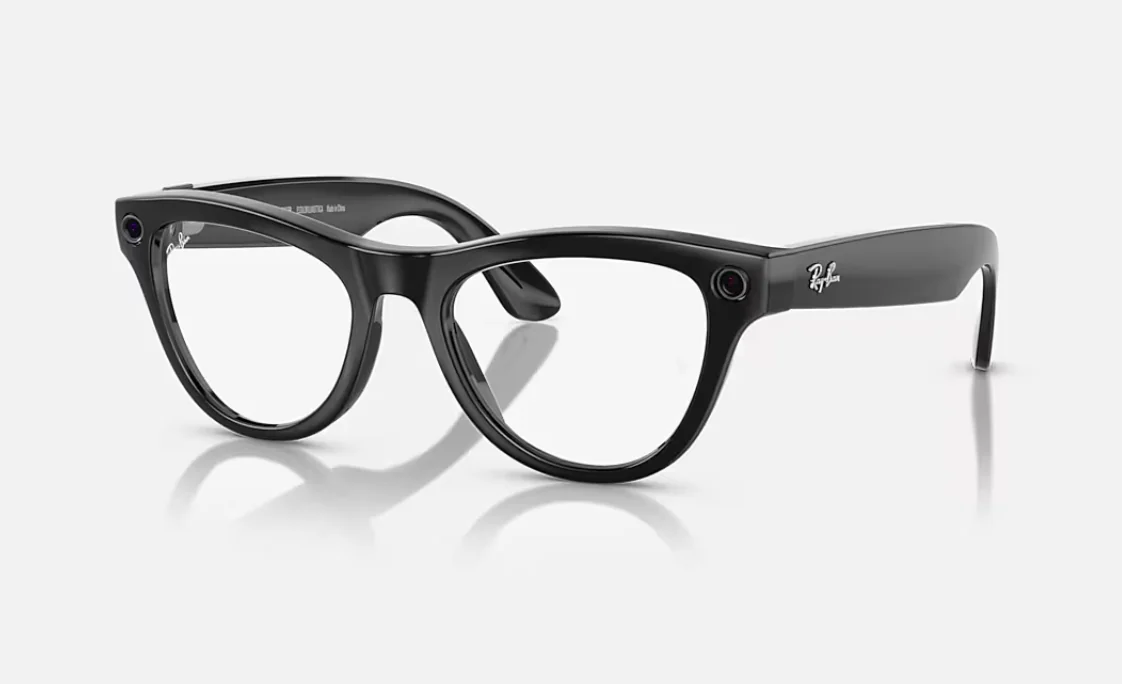 Meta Skyler Gen 1 High Bridge Fit Shiny Black Clear/ Cerulean Blue Transitions 52-20 Ray-Ban